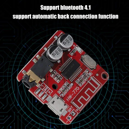 Vista 3 de Wendry Módulo receptor de audio, MP3 Bluetooth 4.1 Decodificador sin pérdida Junta amplificador de altavoz de coche Placa estéreo, salida de canal