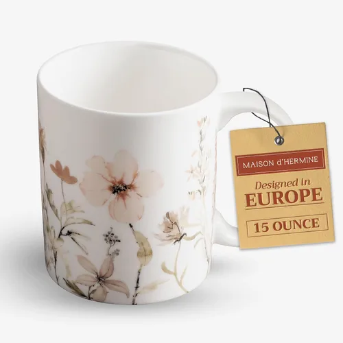 Vista 113 de Maison d' Hermine Taza de café con asas, tazas de porcelana fina de hueso, paquete de una taza de té para bebidas calientes, capuchino, latte