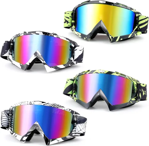 Vista 10 de Tallew 4 pares de gafas de motocross para motocicleta, motocross, carreras, ATV, para hombres y mujeres, deportes de potencia y esquí