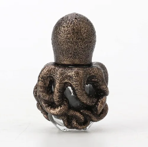 Vista 5 de Veronese Design 0.28 oz enojado pulpo Rollerball botella de perfume de resina estatuilla pintada a mano acabado de bronce