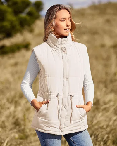 Vista 3 de BTFBM Chaleco casual para mujer, con botones, con cremallera, acolchado, con cordón, sin mangas, con bolsillos