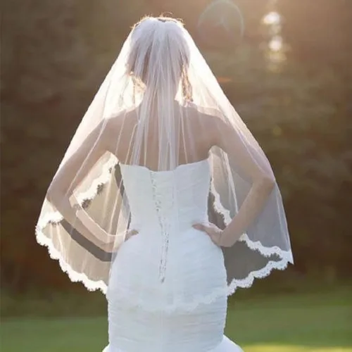 Vista 7 de Cliory Velo de novia de encaje velo de novia corto velo de novia simple peine velo de novia velo de despedida de soltera velo para novia y mujeres