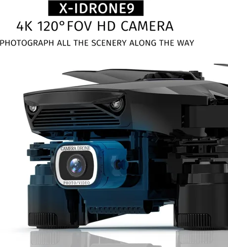 Vista 2 de X9 4K GPS Drone con cámara para adultos principiantes, cuadricóptero FPV RC plegable, posicionamiento de flujo óptico, retorno automático, sígueme