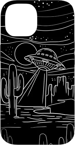 Vista 4 de iPhone 16 UFO Desert Retro Alien Spaceship Area 51 ET Space Lover Gift Case