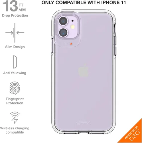 Vista 2 de ZAGG Gear4 Crystal Palace - Funda compatible con iPhone 11, protección avanzada contra impactos con tecnología D3O integrada, antiamarilleo, funda