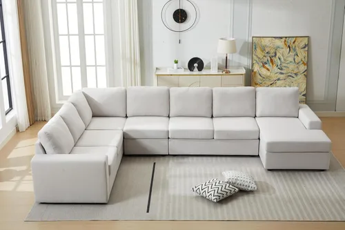 Vista 12 de Ball & Cast - Sofá modular en forma de L de 147 pulgadas para sala de estar con diván reversible y cojines de respaldo extraíbles, juego de sofá