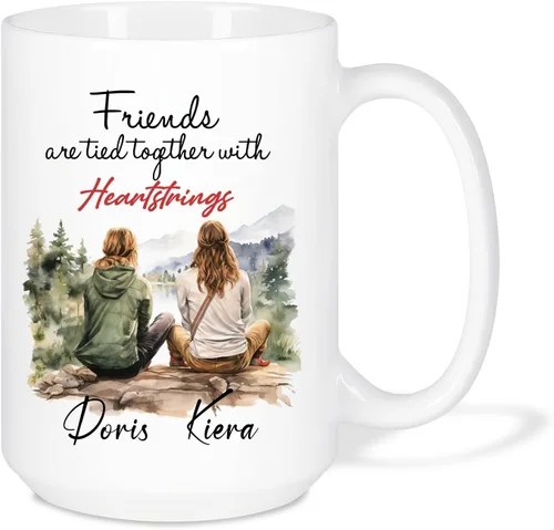 Vista 17 de Taza de café personalizada de alma gemela, taza de café de amistad personalizada para mejores amigos con nombres, mejores amigos, hermanas del alma