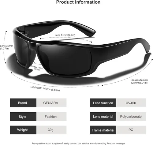Vista 5 de GFUIARA Gafas de sol envolventes de moda para hombres y mujeres, gafas de sol deportivas UV400 de moda