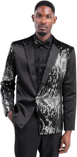Vista 3 de Traje de 2 piezas para hombre casual 1 botón ajuste delgado elegante lentejuelas
