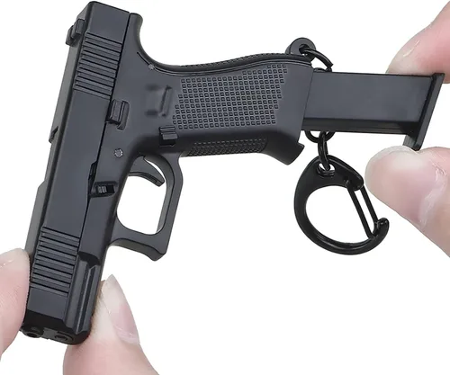 Vista 2 de SHANGMAOYO Mini llavero de pistola llavero con forma de pistola llavero táctico pequeño con forma de pistola regalo genial para hombres Negro