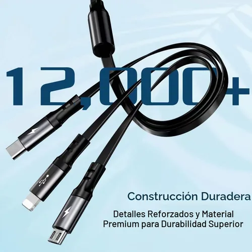 Vista 8 de Cable de carga múltiple en espiral 3A, paquete de 2 cables Lightning retráctiles, cable de carga múltiple de 4 pies para automóvil, cargador
