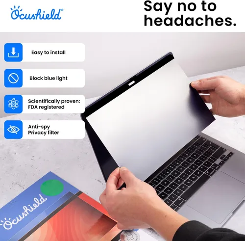 Vista 7 de Ocushield - Protector de pantalla de vidrio templado anti luz azul para iPhone 7 Plus iPhone 8 Plus - Protege tus ojos, reduce las migrañas