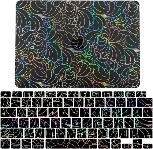 Vista 12 de IVY Funda para MacBook Old Air 13 2010-2017 Modelo A1369 A1466 Carcasa rígida para portátil [Flash Negro Transparente] [Cubierta de teclado] - LT11