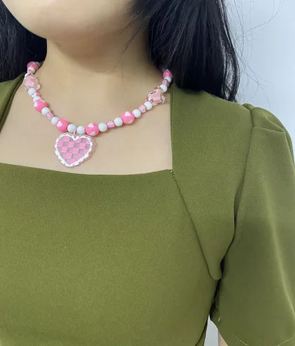 Vista 2 de Collar de estrella para mujer, joyería Y2k, Cyber Y2k, collar de cuentas, acrílico Y2k, accesorios