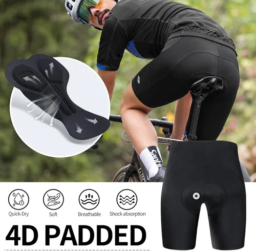 Vista 6 de Conjunto de camisetas de ciclismo para hombre, pantalones cortos acolchados de secado rápido, manga corta, 3 bolsillos traseros, traje de ciclismo