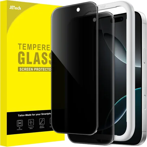 Vista 11 de JETech Protector de pantalla de privacidad para iPhone 15 de 6.1 pulgadas, película de vidrio templado anti espía con herramienta de fácil