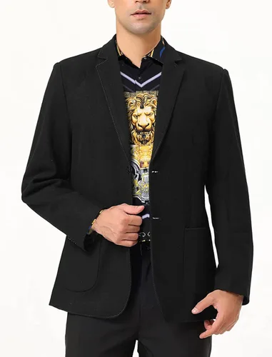 Vista 6 de Camisas de vestir con estampado floral y león dorado para hombre de manga larga abotonadas de lujo