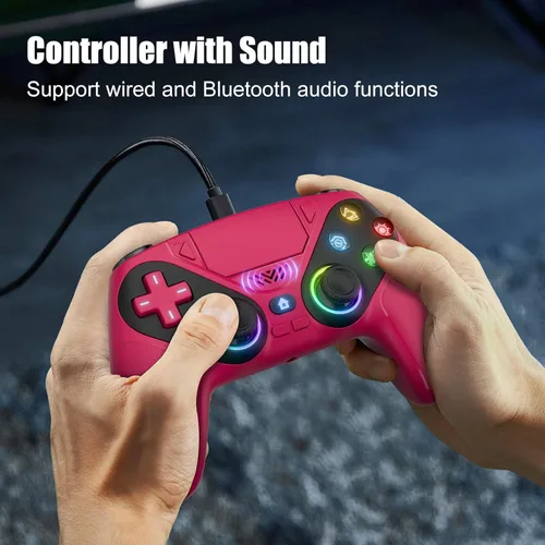 Vista 7 de Nonbliep LED for PS5 Controller, for PS5 Slim/Pro/PC, Wireless Controller with 9 Colors RGB Light/Dual Vibration/Turbo/3.5mm Audio