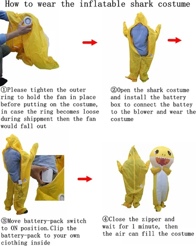 Vista 3 de SMTLGMHYM Disfraz inflable de tiburón para fiesta de Halloween cosplay fantasía disfraces festivales disfraces para adultos