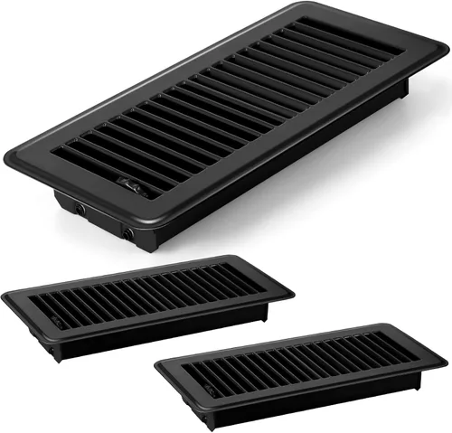 Vista 17 de 4 cubiertas de ventilación de piso de 10'', rejillas de piso de servicio pesado, cubiertas de ventilación de calor de metal con acabado a prueba