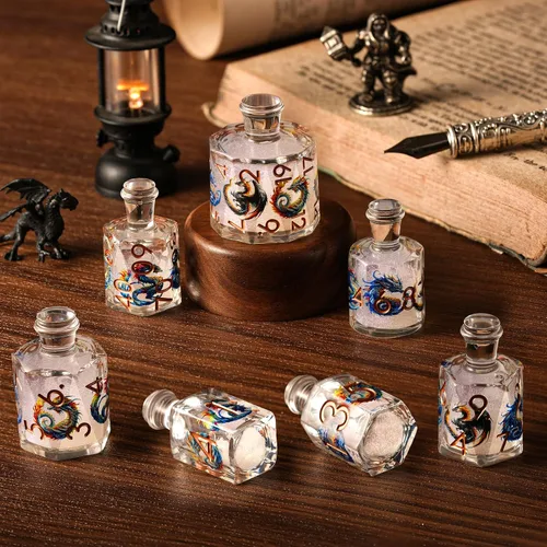 Vista 7 de DND Juego de Dados de Poción, Juego de Dados de Abeja con Núcleo Líquido, Dados Translúcidos de Borde Afilado para Juegos de Mesa de Rol