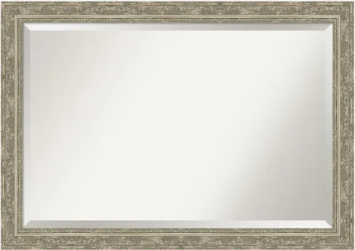 Vista 40 de Amanti Art - Espejo de baño plateado para sobre lavabo, espejo rectangular de níquel cepillado de 33x43, marco moderno extragrande, se cuelga