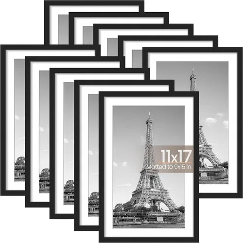 Vista 15 de upsimples Juego de 10 portarretratos de 4 x 6, para exhibir fotos de 3.5 x 5 con paspartú o 4 x 6 sin marco de fotos, collage para pared o mesa