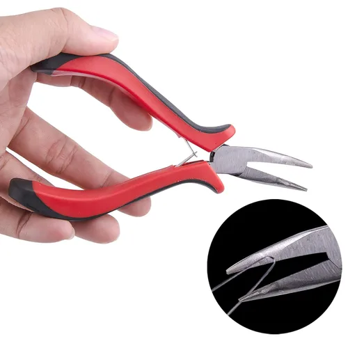 Vista 3 de Duufin Kit de extensiones de cabello, 500 piezas de cuentas de micro anillo negro, 1 alicates de extensión de cabello, 2 ganchos, aguja de tracción