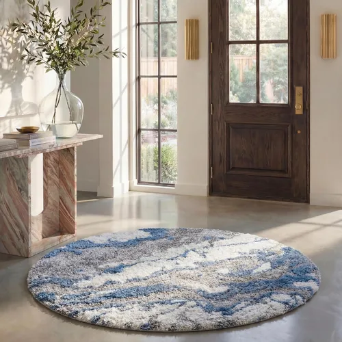 Vista 7 de SAFAVIEH Horizon Shag Collection - Alfombra decorativa, 2 x 3 pies, gris y azul, no desprende pelusa y de fácil cuidado, 2 pulgadas de grosor, ideal