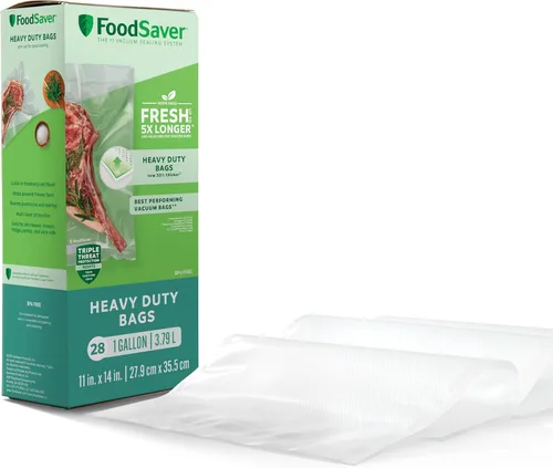 Vista 12 de FoodSaver Rollos selladores al vacío resistentes, paquete de 2 rollos XL de 11 pulgadas x 16 pies (32 pies en total), se expande a 14 pulgadas