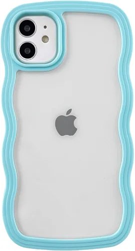 Vista 11 de Caseative Funda para iPhone 11, color negro Forma de marco de onda rizada linda a prueba de golpes suave