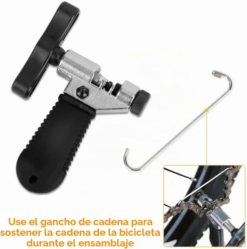 Vista 2 de WOTOW Juego de herramientas de reparación de cadena de bicicleta, cortador divisor de cadena de bicicleta de ciclismo, cortador e indicador