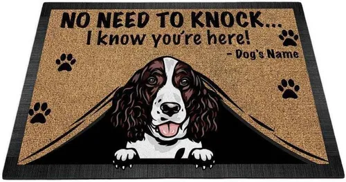 Vista 24 de Felpudo personalizado Peeking Dog English Bulldog No Need to Knock I Konw You're Here 23.6 x 15.7 pulgadas Bulldog-1 Inglés