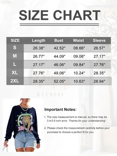 Vista 6 de Sudadera gráfica para mujer, manga larga, casual, cuello redondo, ajuste holgado