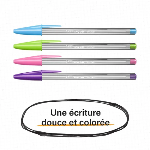 Vista 6 de BIC Cristal Bolígrafos multicolor, varios colores, bolígrafos biro para todos los días con punta ancha (0.063 in), paquete de 20