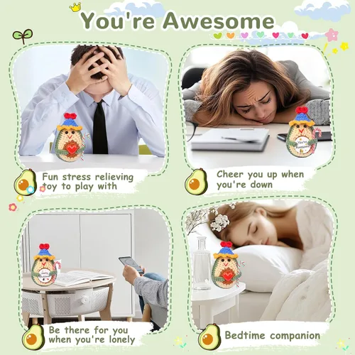 Vista 5 de Divertido aguacate de ganchillo, hecho a mano, apoyo emocional de lana de punto, aguacate, regalo inspirador para mujeres y hombres, día