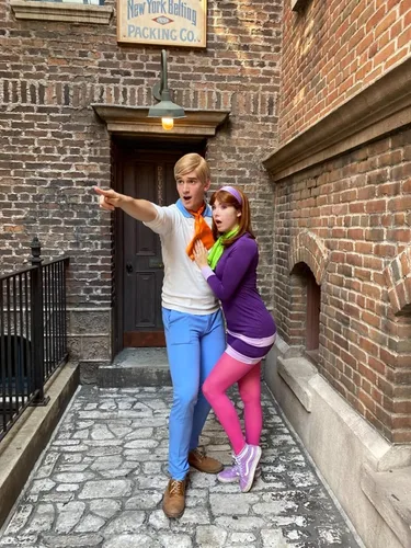 Vista 4 de Laqeyko Disfraz de Halloween de manga larga para mujer, vestido de Daphne con bufanda