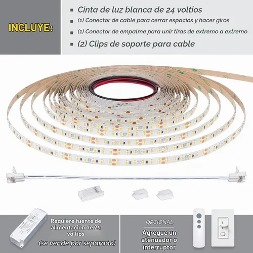 Vista 2 de Armacost Lighting RibbonFlex Pro - Tira de luces LED blancas de 24 V, 120 LED/m, 3000K, 32.8 pies 146250 Blanco suave