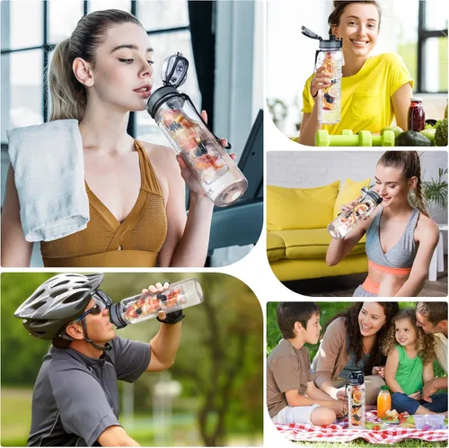 Vista 6 de UTEBIT Botella de agua con infusor de frutas de 32 onzas, botella de agua deportiva aislada con pajilla, 1 litro, sin BPA, a prueba de fugas, jarra