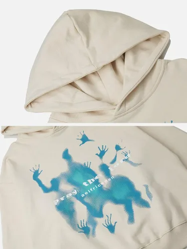 Vista 5 de Aelfric Eden Sudaderas con capucha con estampado vintage, sudadera casual de gran tamaño, manga larga, ropa urbana con capucha