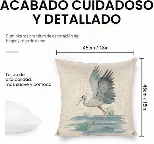 Vista 2 de Fundas de Almohada de Lino con Estampado de Bailarinas Azules en Costa 18x18 para Sofá, Almohada Decorativa para Sofá, Exterior