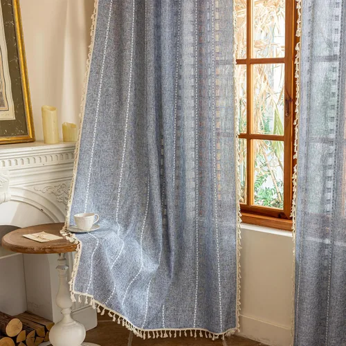 Vista 15 de Cortinas blancas de 96 pulgadas de largo, juego de 2 paneles de cortinas filtrantes de luz de piso a techo, cortinas de privacidad para sala
