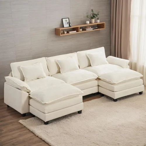 Vista 51 de Sofá Seccional, Sofá Modular Cloud con Otomana, Sofás Cama de Asiento Profundo con Almohadas Decorativas, Cómodo Sofá de Dos Plazas de Chenilla