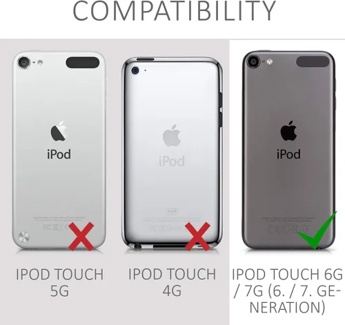 Vista 6 de kwmobile Funda cruzada compatible con Apple iPod Touch 6G / 7G (6ª y 7ª generación), funda de TPU transparente con correa para el cuello, negro
