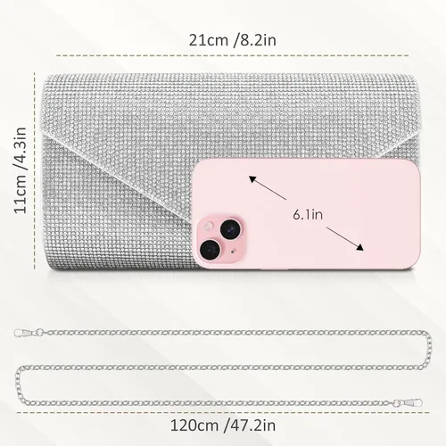 Vista 3 de PACETAP Bolsos de mano con diamantes de imitación para mujer, bolsos de noche con purpurina brillante para fiesta de los años 20, boda, compromiso