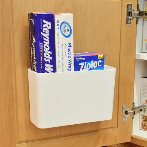 Vista 3 de Youngever Contenedor organizador de almacenamiento adhesivo de plástico para gabinete, despensa, organizador para bolsa Ziplock, envoltura
