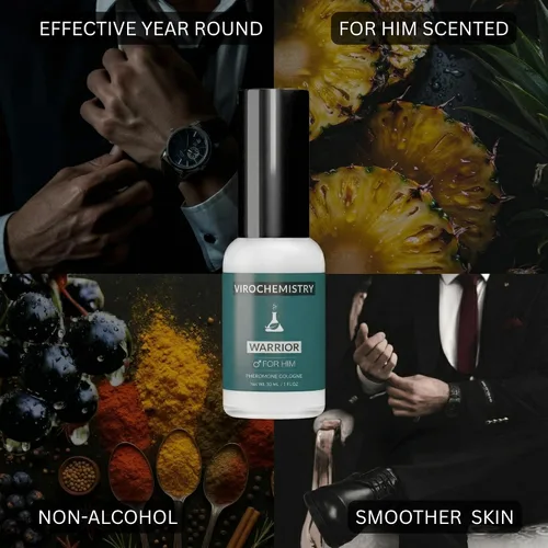 Vista 4 de Feromonas para atraer mujeres y hombres (Warrior) - Espray de colonia corporal de fragancia orgánica exclusiva y ultra fuerte, 1 onza líquida