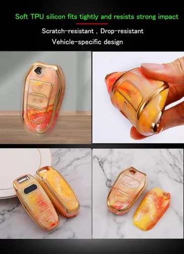 Vista 4 de SANRILY Funda para llave de coche Peugeot sin llave, funda de protección completa, Azul