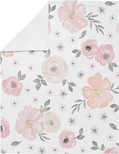 Vista 2 de Sweet Jojo Designs Manta suave para bebé (rosa/gris bohemio floral) para niñas, bebés, recién nacidos, niños pequeños, 30 x 36 pulgadas, manta