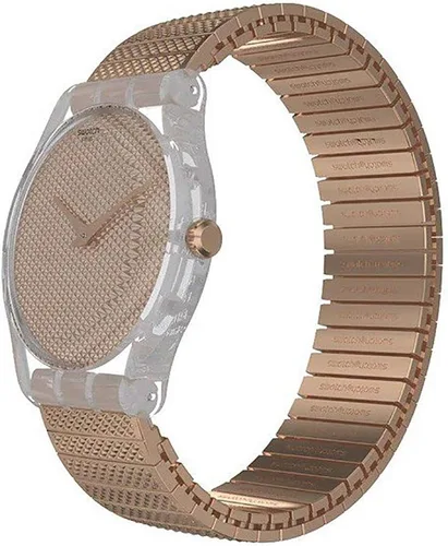 Vista 2 de Swatch Reloj de cuarzo para mujer con correa de acero inoxidable, oro rosa, 18 (Modelo SUOK134B)